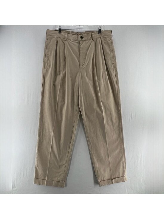Brooks Brothers Other - Brooks Brothers 346 Chino Pants Mens 36x32 Cotton Twill Pleated Cuffed Hem Beige